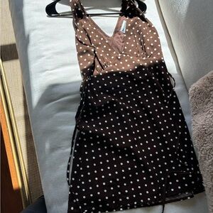 Princess Polly Chocolate Dress with Cream Dots